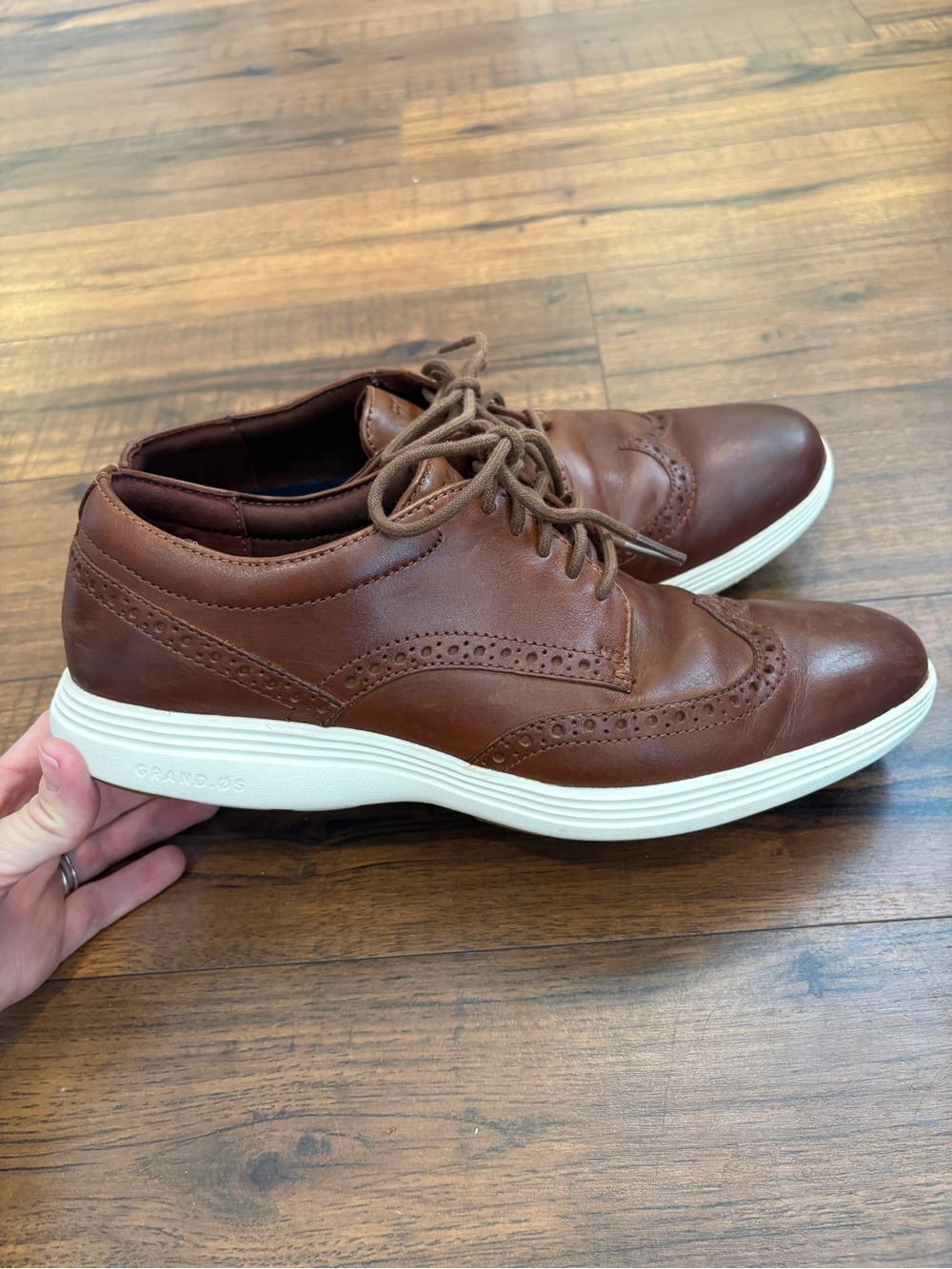 Cole Haan Grand Tour Wingtip Oxford Men's 9.5 M Brown Leather Shoes C29414